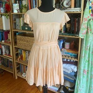 B Darlin Light Peach Mini Dress with Ruffle Sleeves